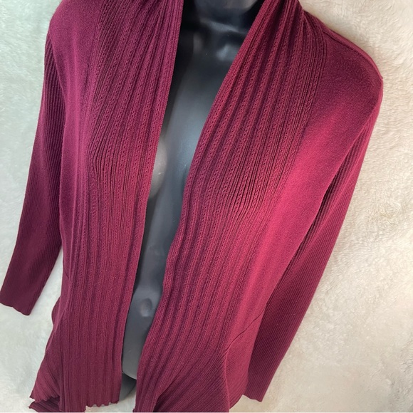 Liz Claiborne Deep Red Open Front Cardigan - Picture 4 of 6